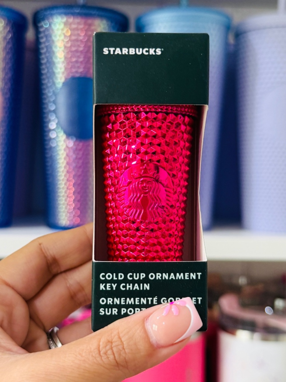 Metallic Pink Starbucks Keychain
